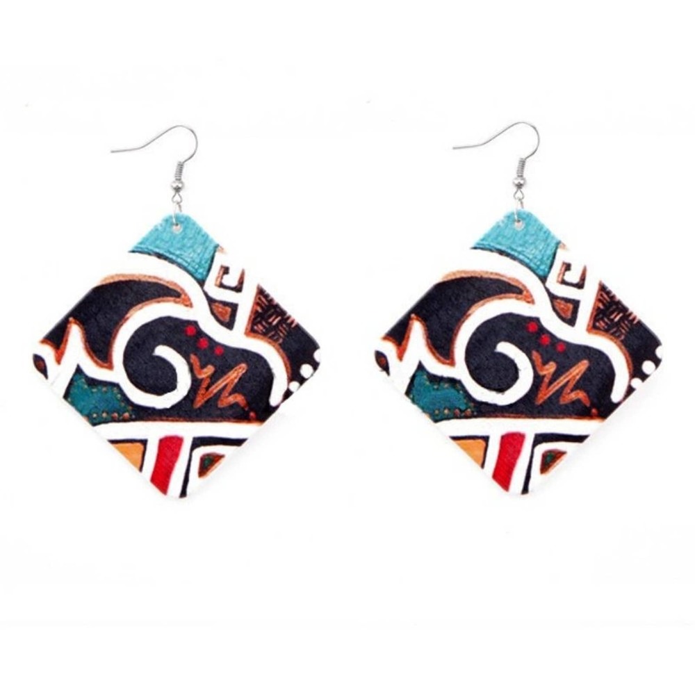 Afrocentric Square Wooden Earrings